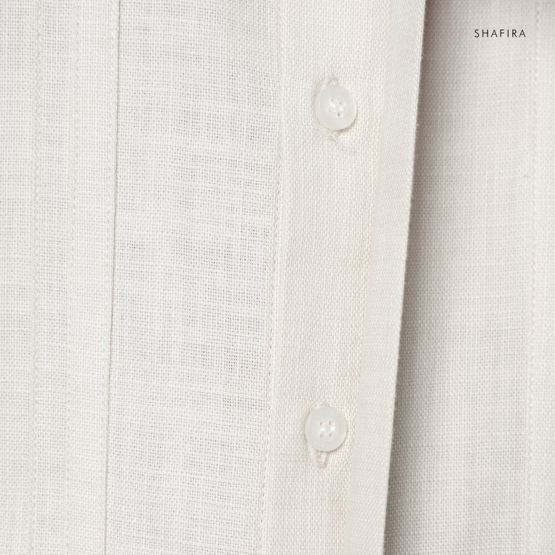 Shafira | Thavi Menswear | Linen With Binding Short Sleeve Shirt Pria Premium | Bahan Linen Dyed