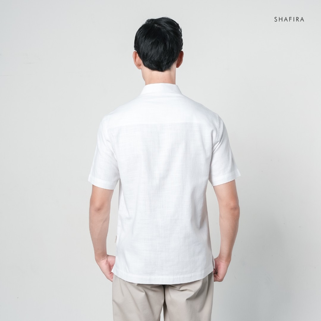 Shafira | Thavi Menswear | Linen With Binding Short Sleeve Shirt Pria Premium | Bahan Linen Dyed