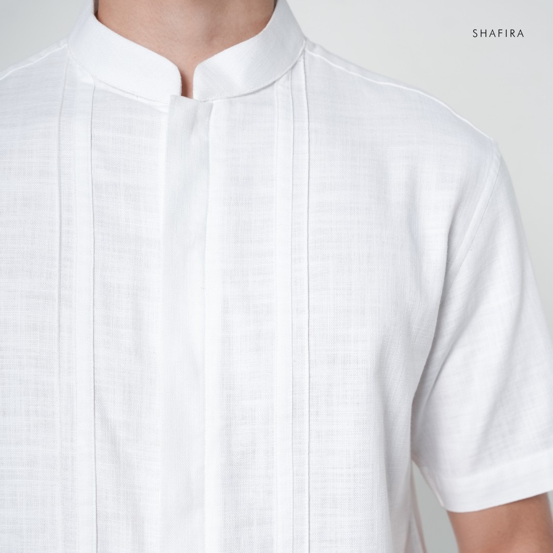 Shafira | Thavi Menswear | Linen With Binding Short Sleeve Shirt Pria Premium | Bahan Linen Dyed