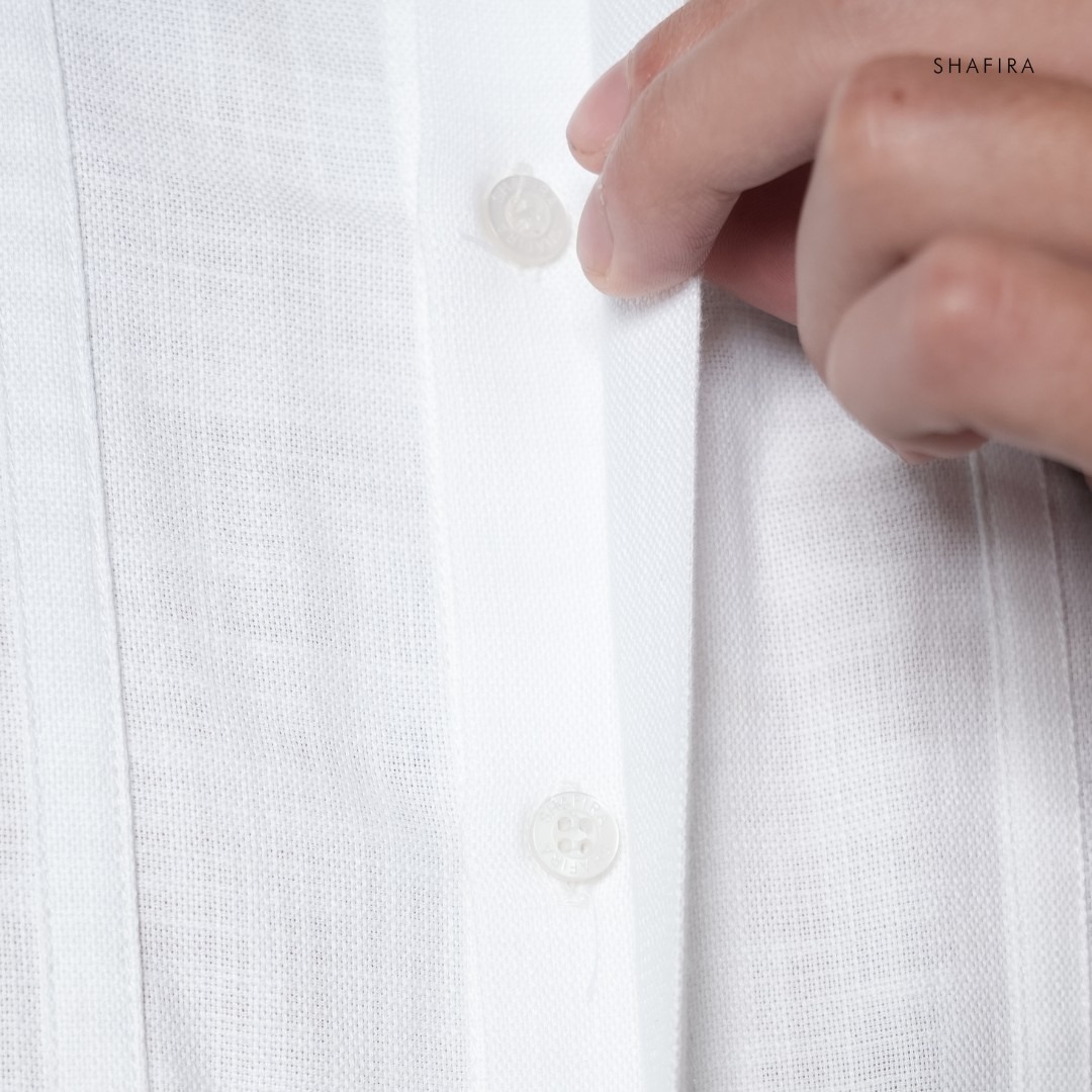 Shafira | Thavi Menswear | Linen With Binding Short Sleeve Shirt Pria Premium | Bahan Linen Dyed