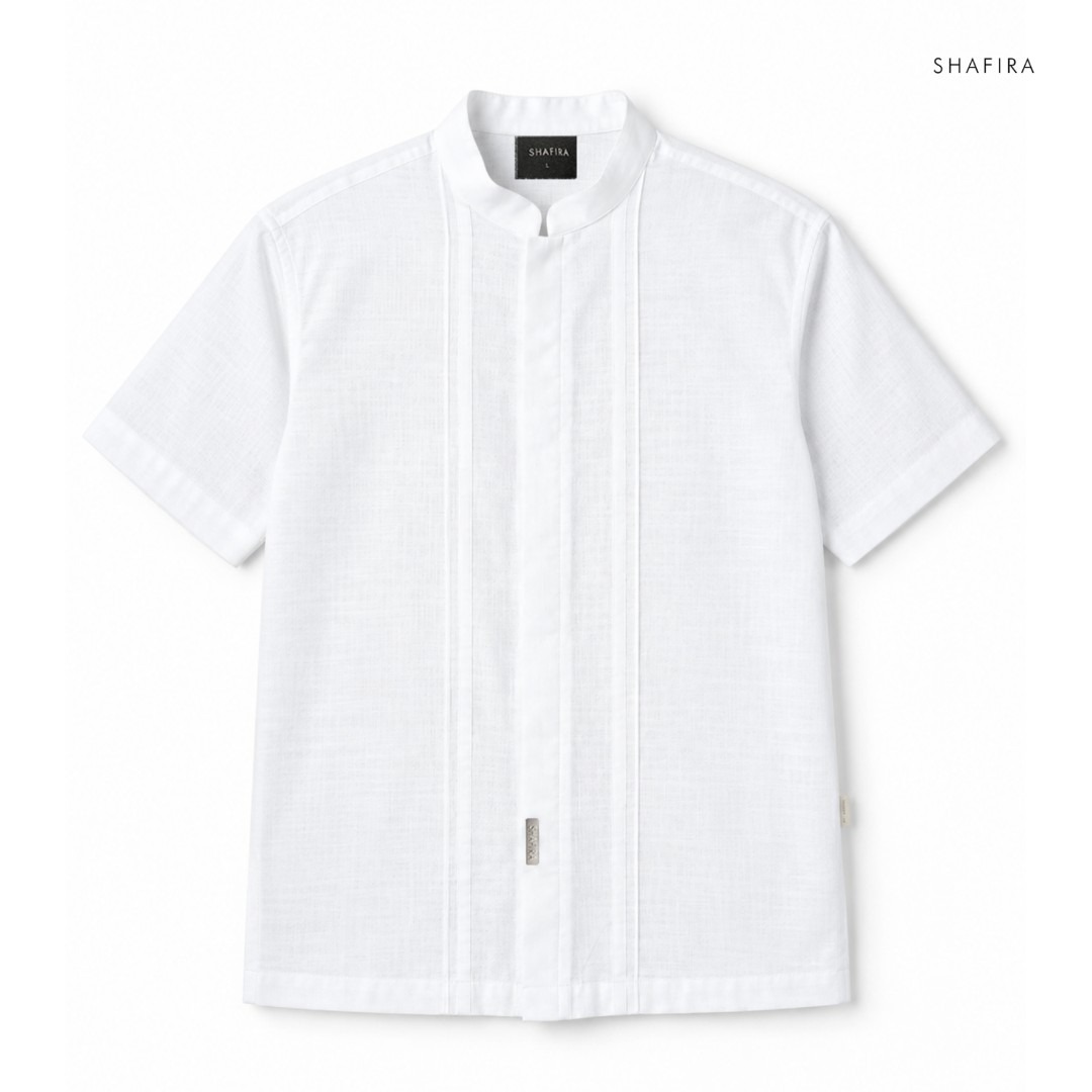 Shafira | Thavi Menswear | Linen With Binding Short Sleeve Shirt Pria Premium | Bahan Linen Dyed