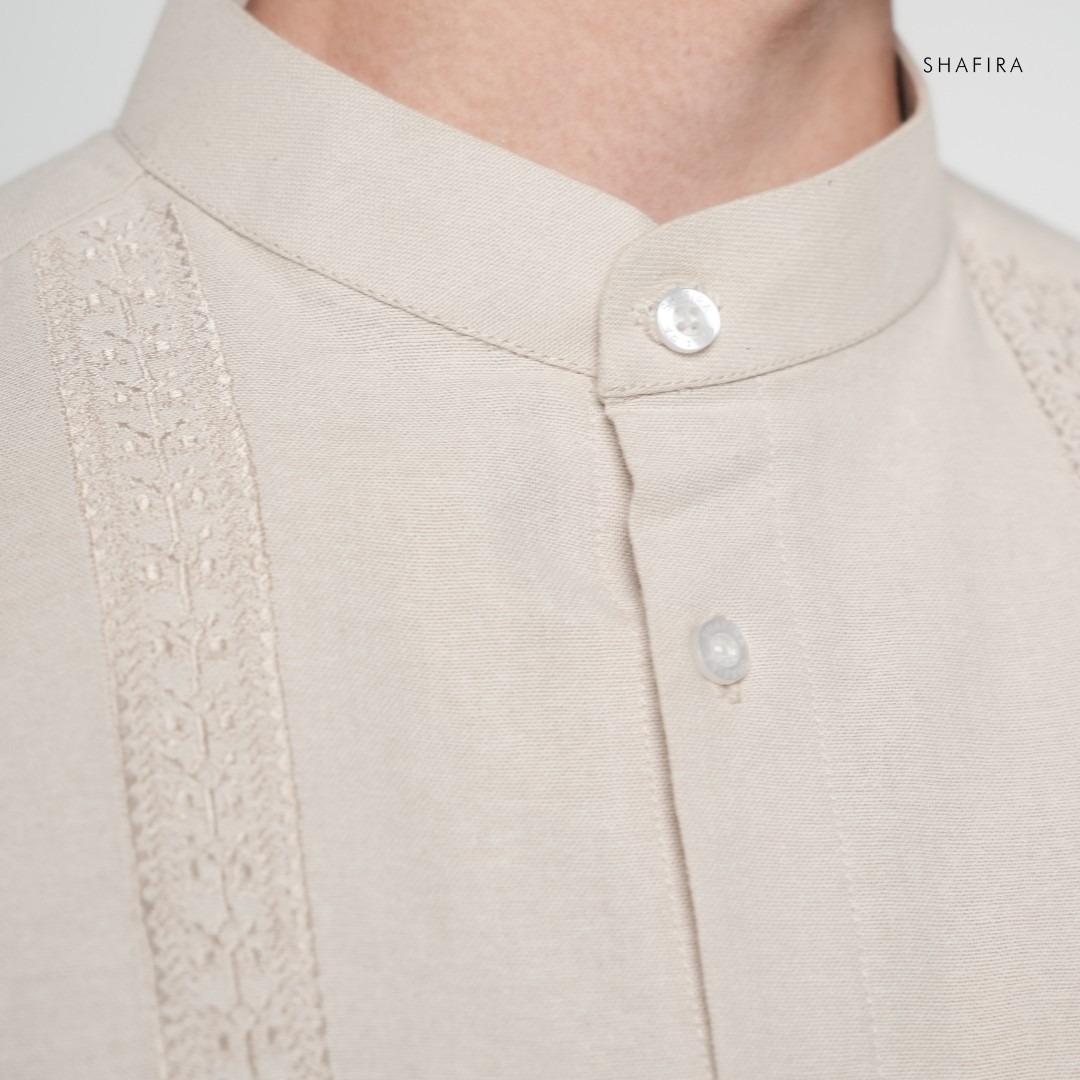 Shafira - Velric Menswear - Linen Koko With Embroidery Long Sleeve Shirt - Bahan Cotton Linen