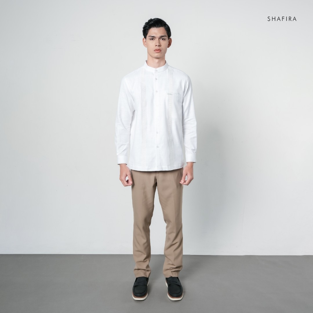 Shafira - Velric Menswear - Linen Koko With Embroidery Long Sleeve Shirt - Bahan Cotton Linen