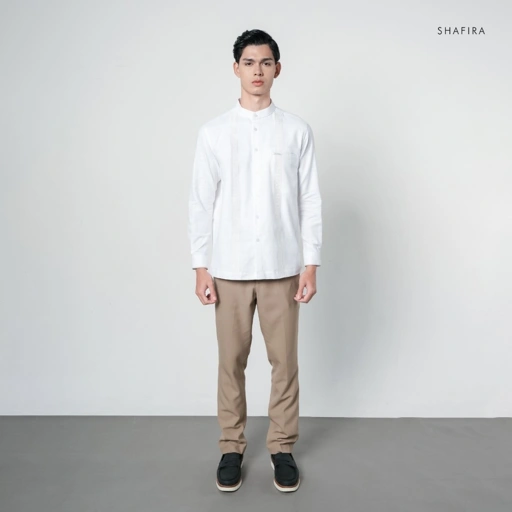 Shafira - Velric Menswear - Linen Koko With Embroidery Long Sleeve Shirt - Bahan Cotton Linen