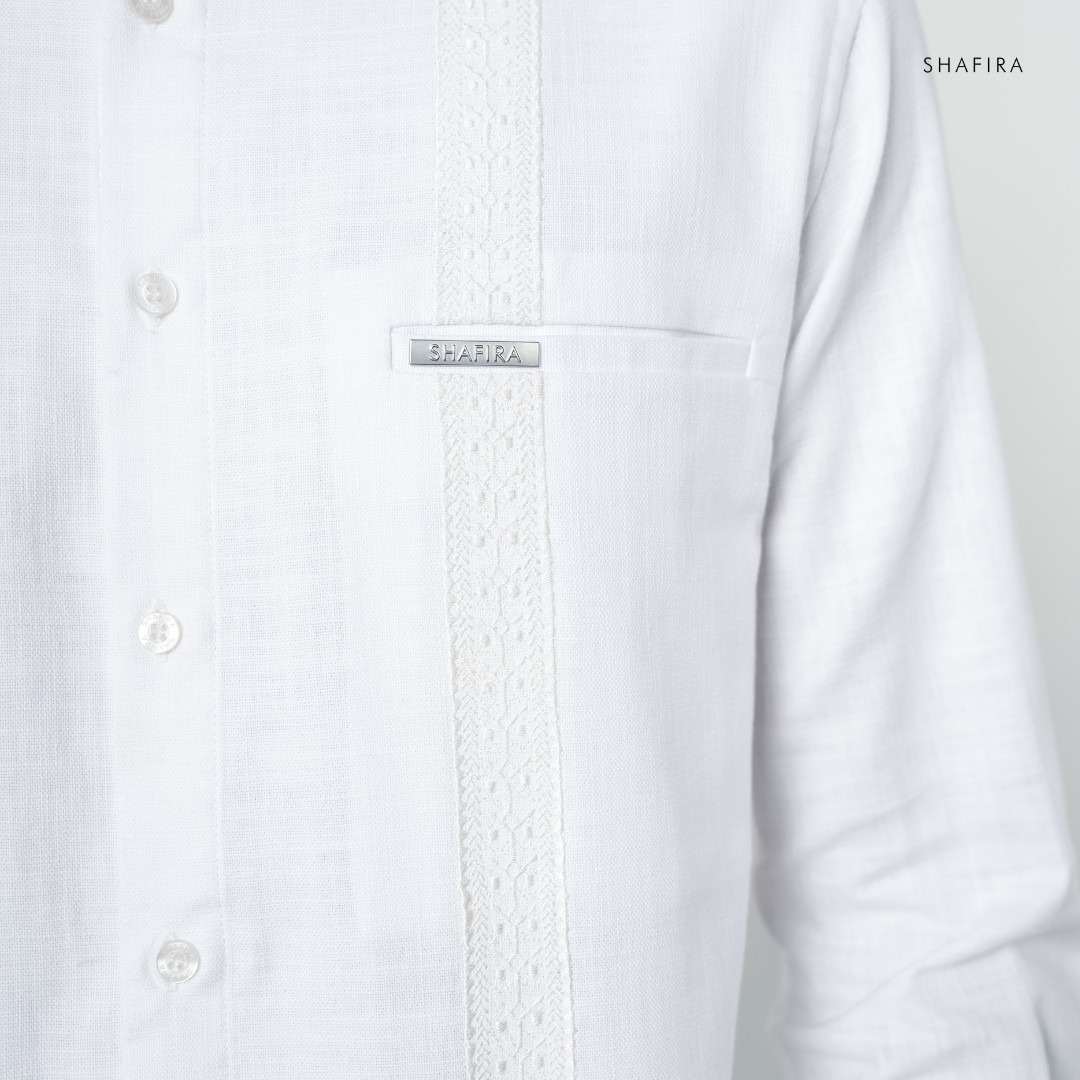 Shafira - Velric Menswear - Linen Koko With Embroidery Long Sleeve Shirt - Bahan Cotton Linen