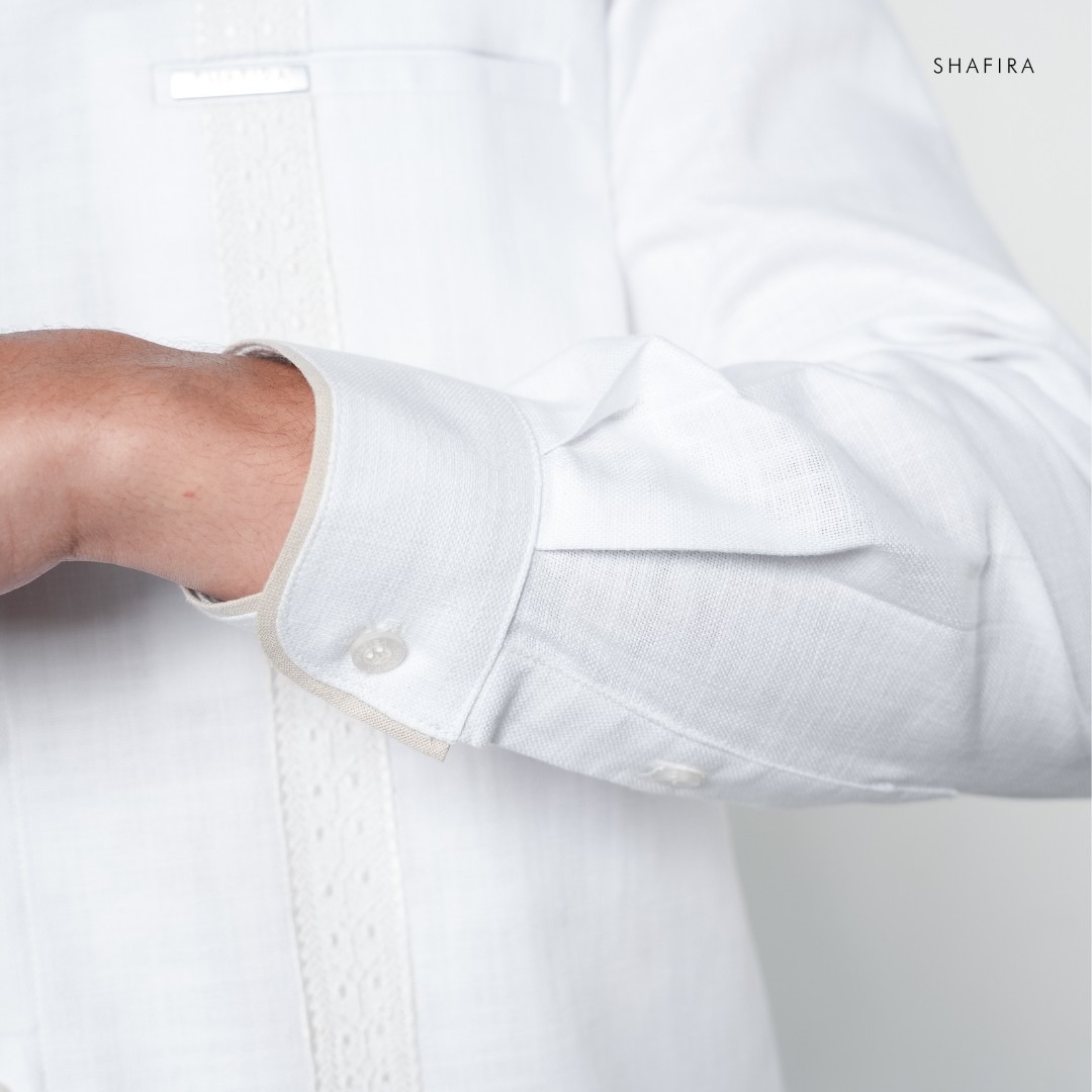 Shafira - Velric Menswear - Linen Koko With Embroidery Long Sleeve Shirt - Bahan Cotton Linen