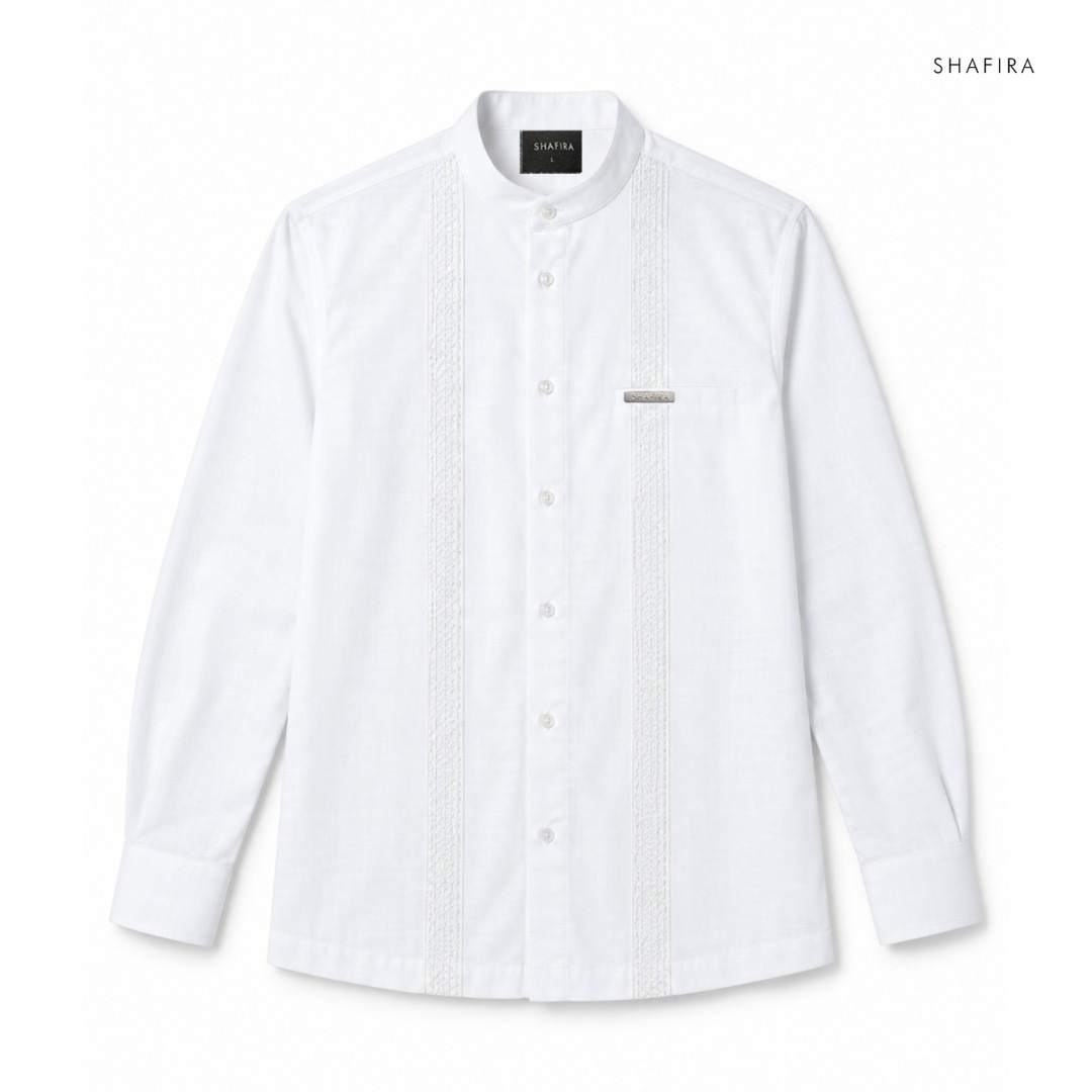 Shafira - Velric Menswear - Linen Koko With Embroidery Long Sleeve Shirt - Bahan Cotton Linen