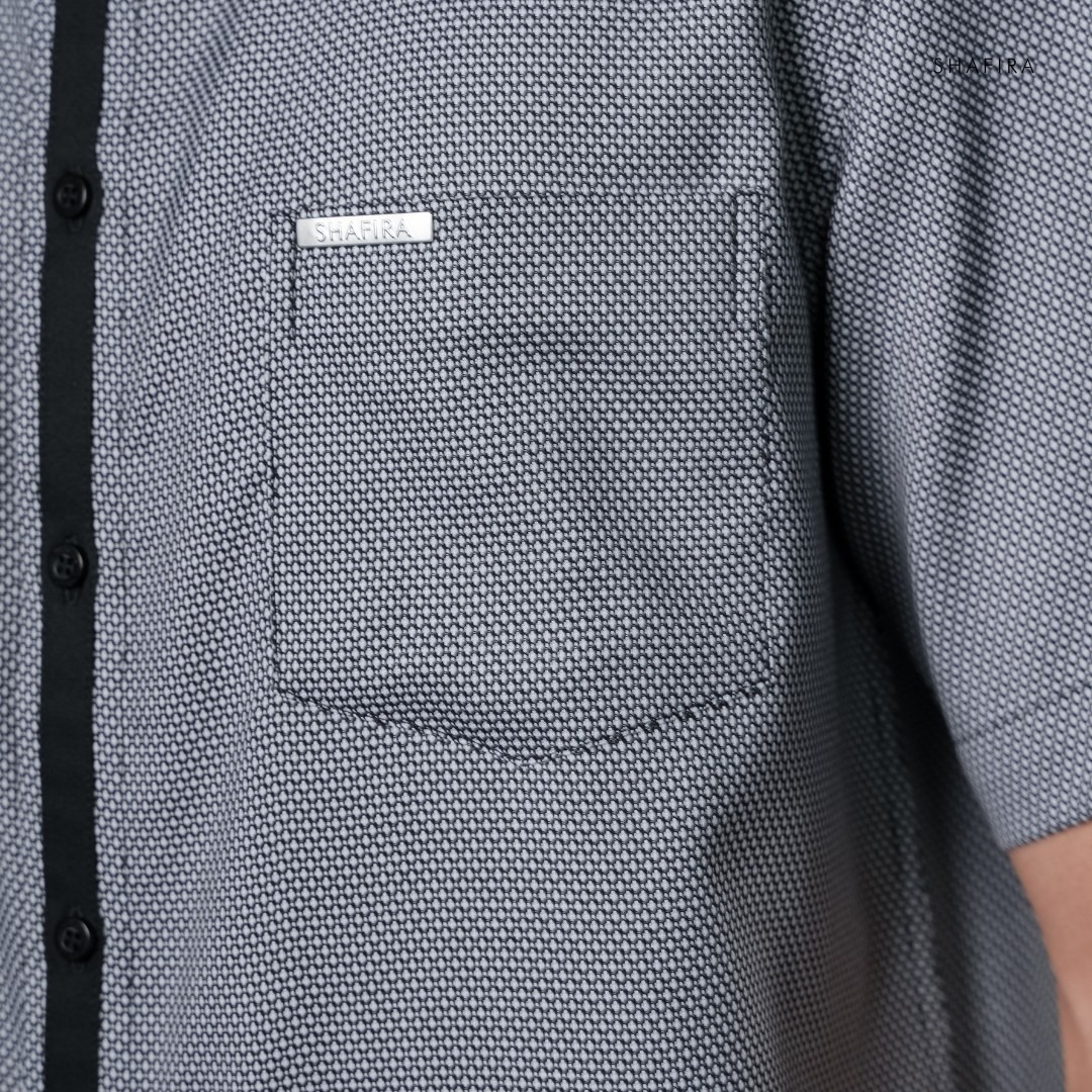 Shafira | Vireo Menswear | Dobby List Short Sleeve Shirt Pria Premium | Bahan Cotton Dobby Textured