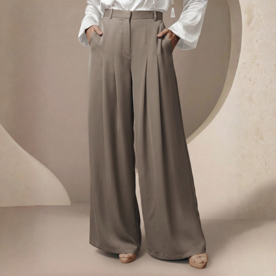 Shafira - Cherrie Pants - Wide Leg Pleated Pants - Celana Bawahan Muslim Wanita