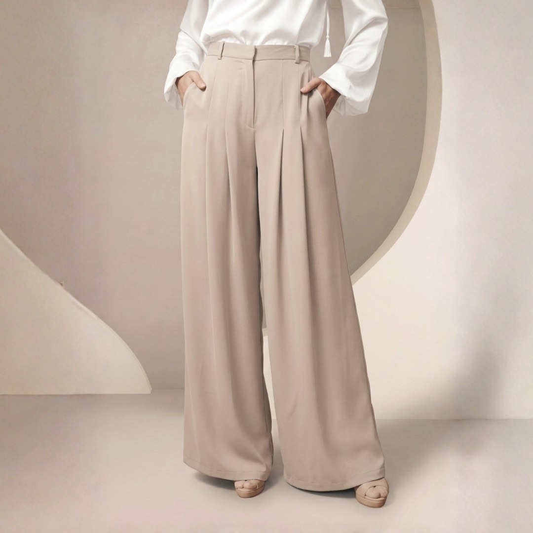 Shafira - Cherrie Pants - Wide Leg Pleated Pants - Celana Bawahan Muslim Wanita