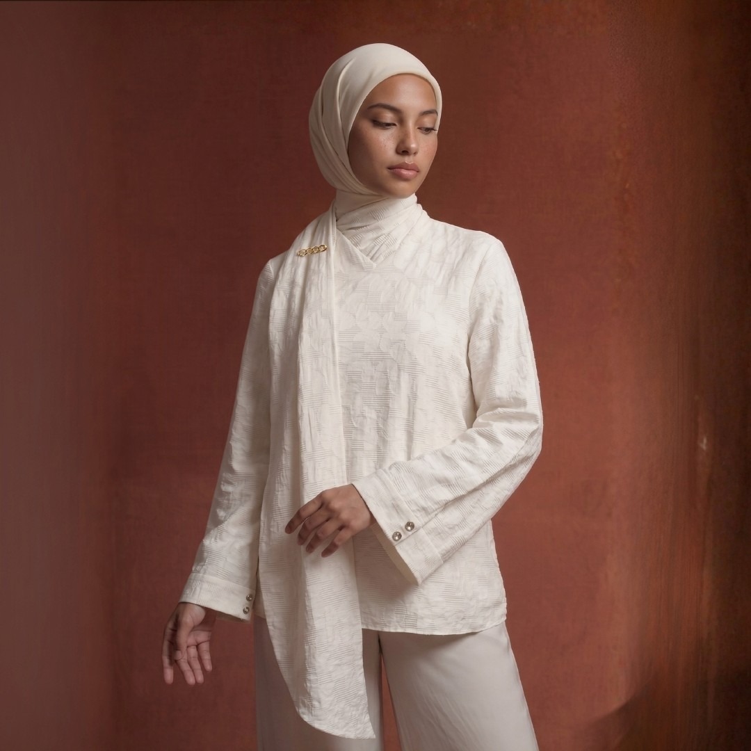 SHAFIRA | YAMNA BLOUSE - COTTON JACQUARD SHAWL BLOUSE | BLOUSE ATASAN WANITA