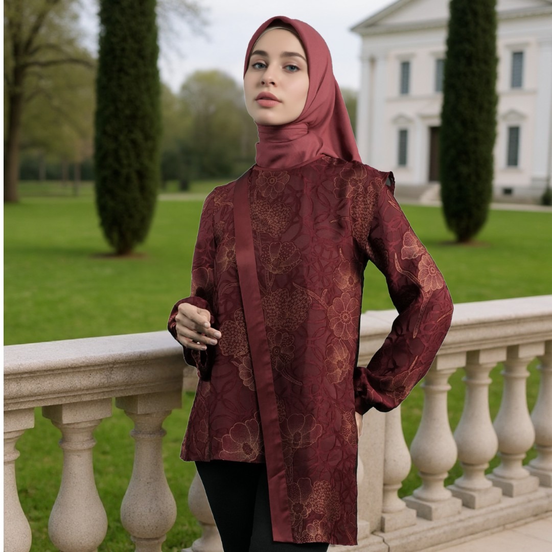 Shafira Zelyna Blouse | Tunik Atasan Wanita | Bahan Chiffon Burn Out
