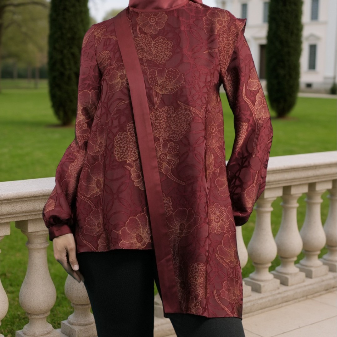 Shafira Zelyna Blouse | Tunik Atasan Wanita | Bahan Chiffon Burn Out