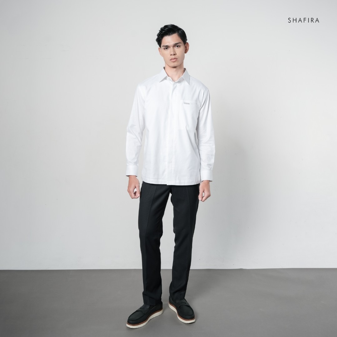 Shafira - Zoren Menswear - Regular Fit Dobby Long Sleeve Shirt Pria Premium - Bahan Dobby Stripe