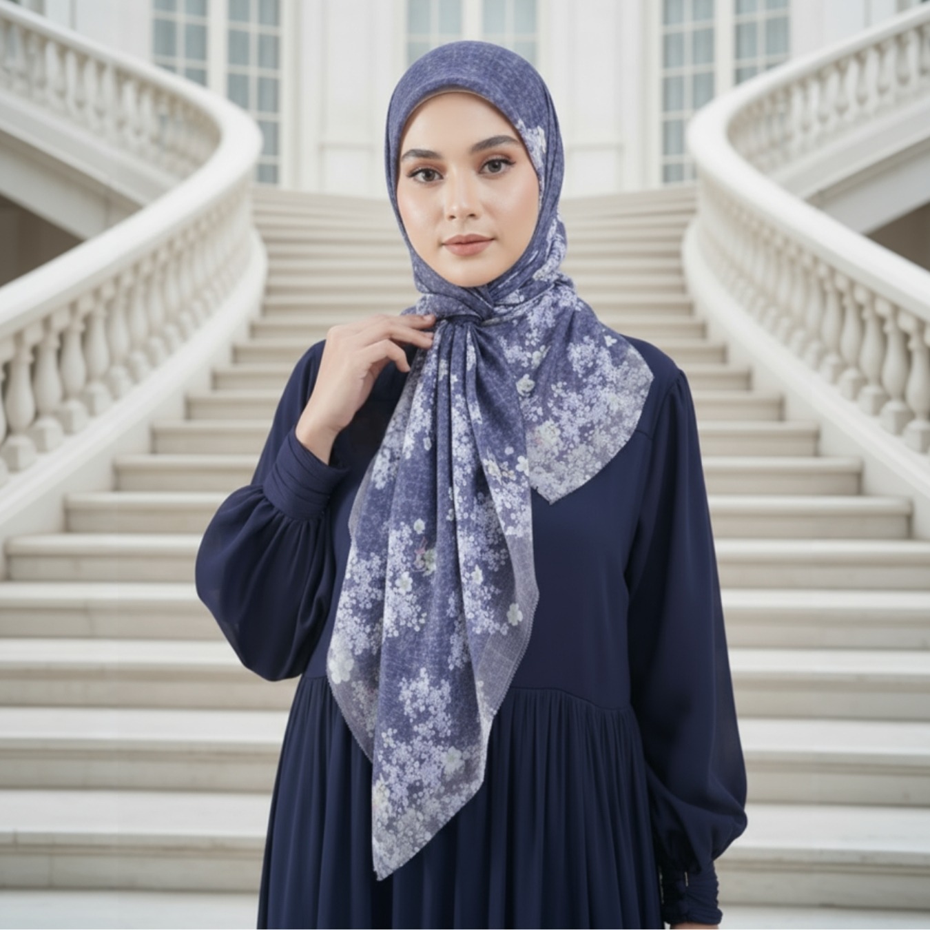 Shafira - Cassya Printed Scarf - Hijab Segi Empat Motif - Voal - Hard Box Packaging