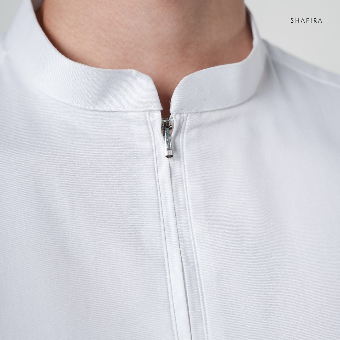 Shafira | Rivo Menswear | Cotton With Quarter Zip Short Sleeve Shirt Pria Premium | Bahan Cotton Twill