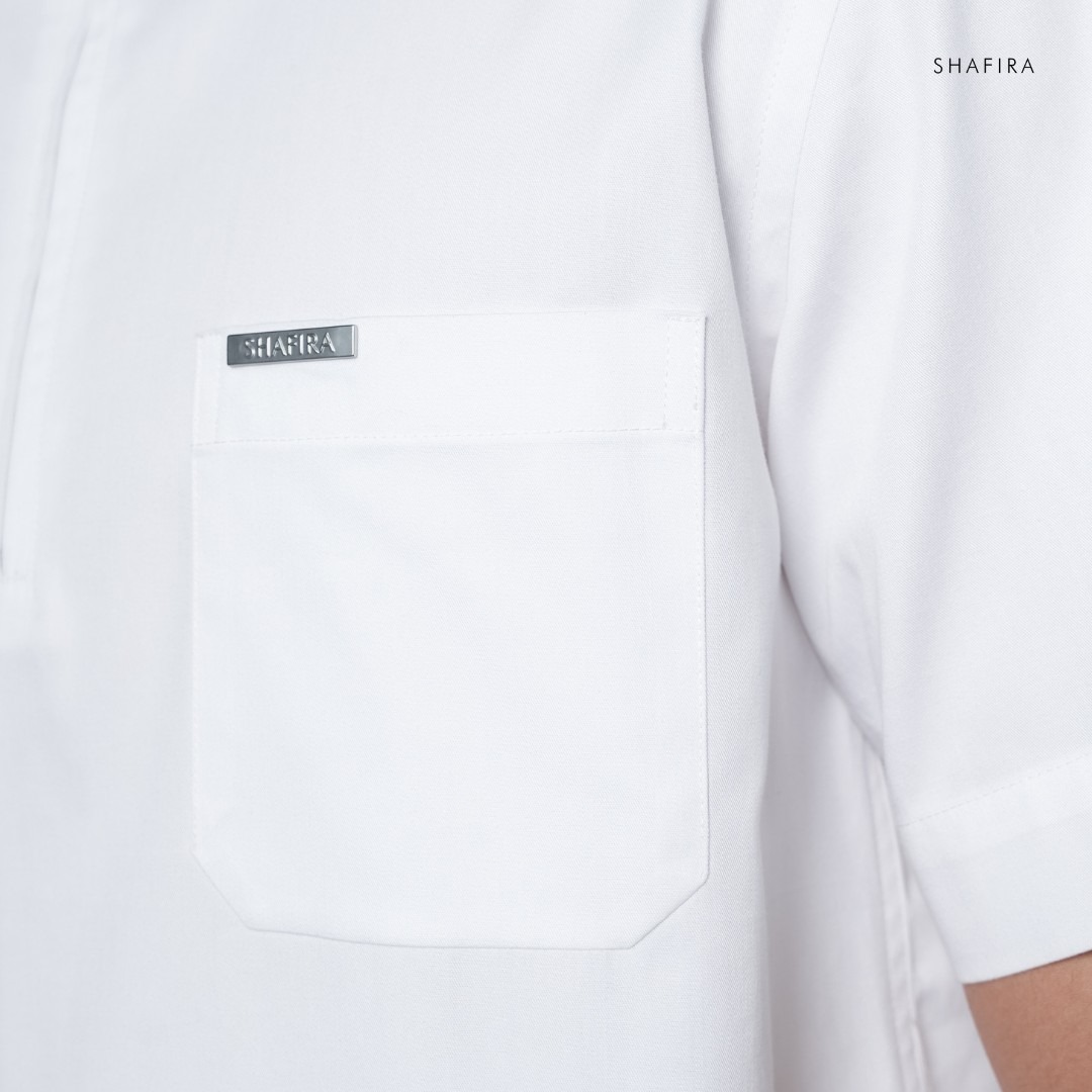 Shafira | Rivo Menswear | Cotton With Quarter Zip Short Sleeve Shirt Pria Premium | Bahan Cotton Twill