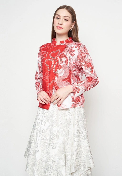 Image of ALLEIRA BATIK BLOUSE SILK RED 04756