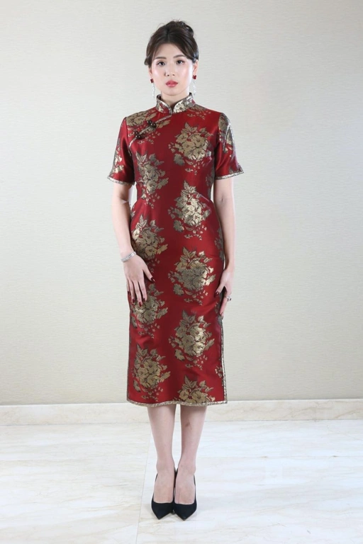 Image of ALLEIRA BATIK GOLDEN BLOOM DRESS RED