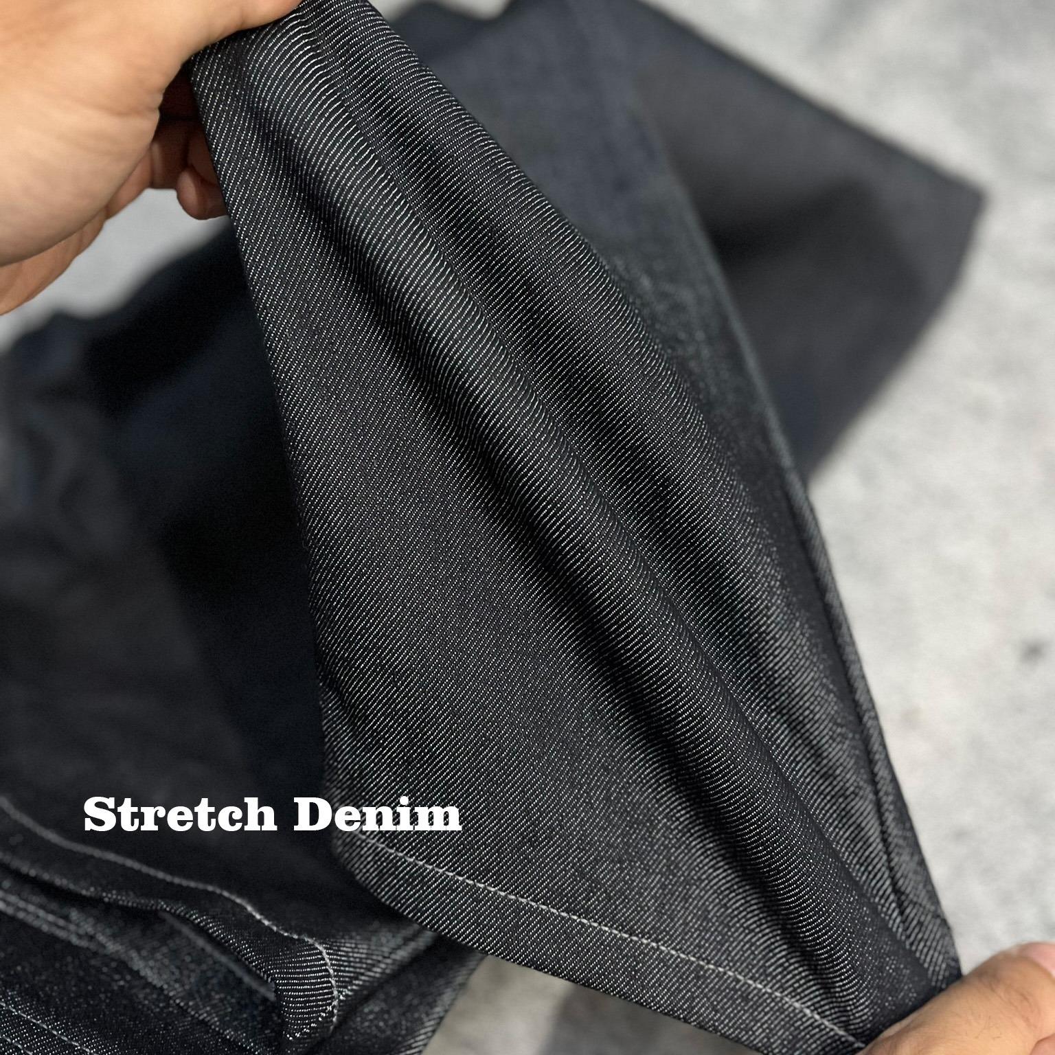 Black Indigo Denim Stretch 13oz Celana Jeans Pria Slim Fit