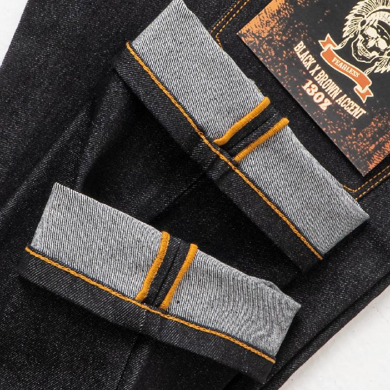 DISTINDENIM BLACK X BROWN DENIM 13OZ Celana Jeans Pria Panjang Hitam Slim Fit Stretch