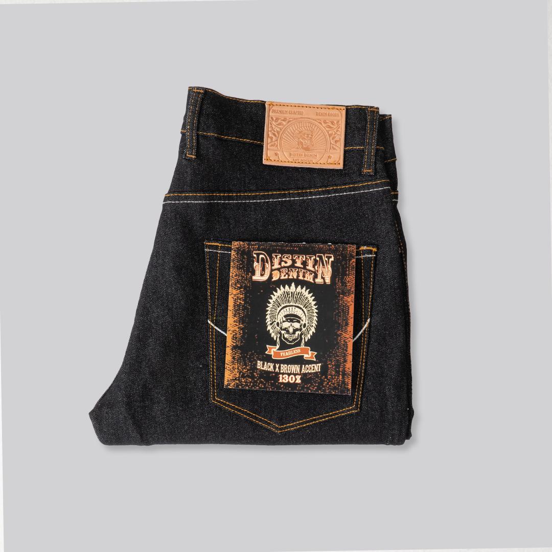 DISTINDENIM BLACK X BROWN DENIM 13OZ Celana Jeans Pria Panjang Hitam Slim Fit Stretch