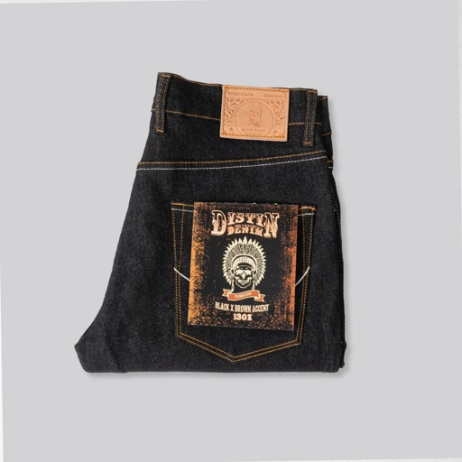 Image of DISTINDENIM BLACK X BROWN DENIM 13OZ Celana Jeans Pria Panjang Hitam Slim Fit Stretch