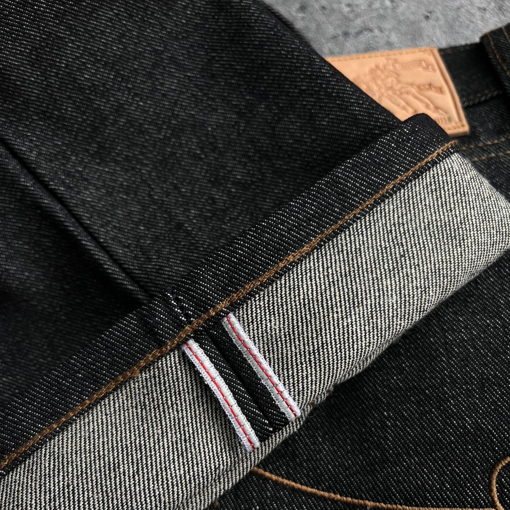 BLACK INDIGO DENIM 14.5 OZ RAW DENIM SANFORIZED SLIM STRAIGHT JEANS PRIA