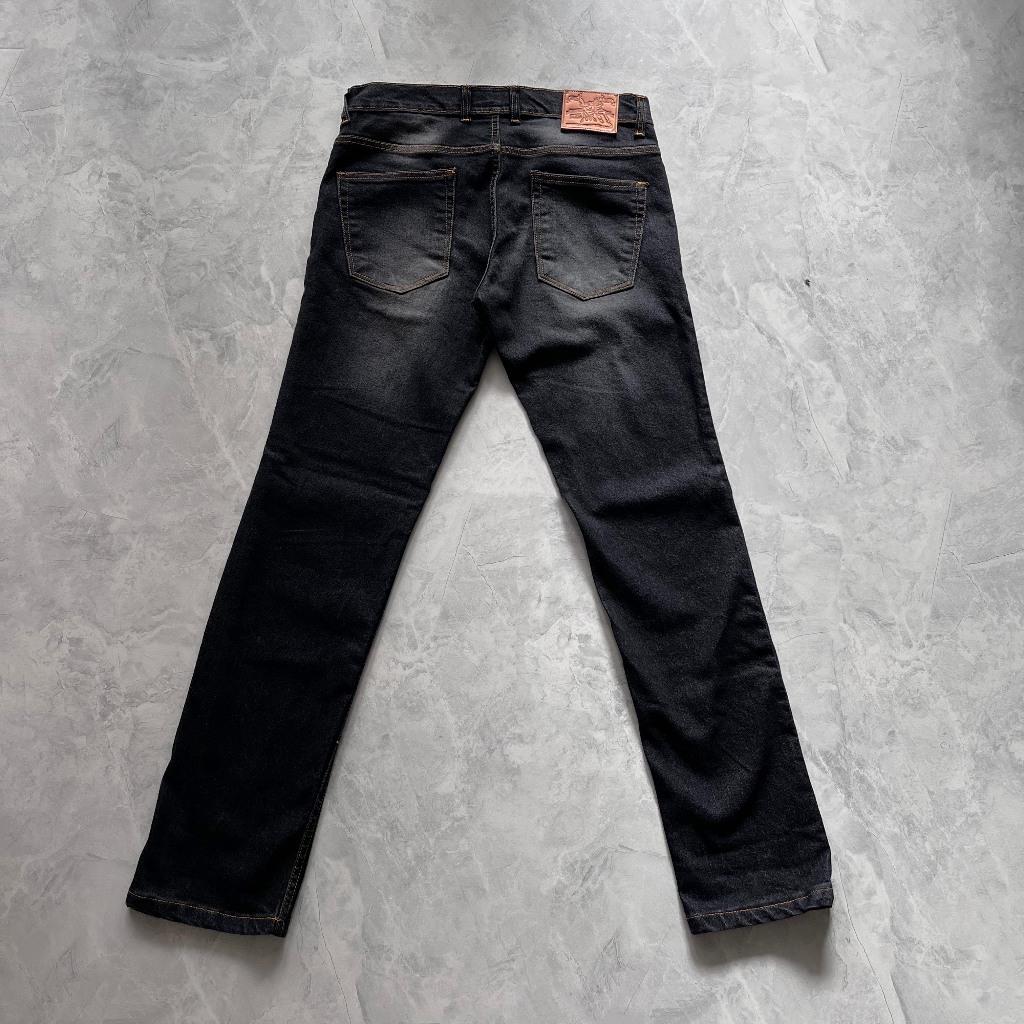 PRE WASH BLACK DENIM STRETCH Celana Jeans Pria Panjang Hitam washed Slim Fit