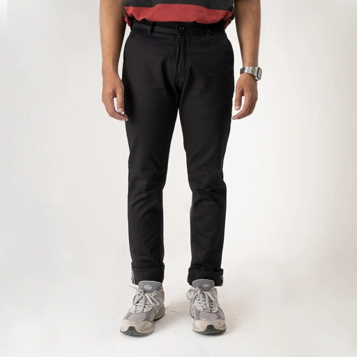 Image of CHINO PANTS BLACK SELVEDGE ACCENT