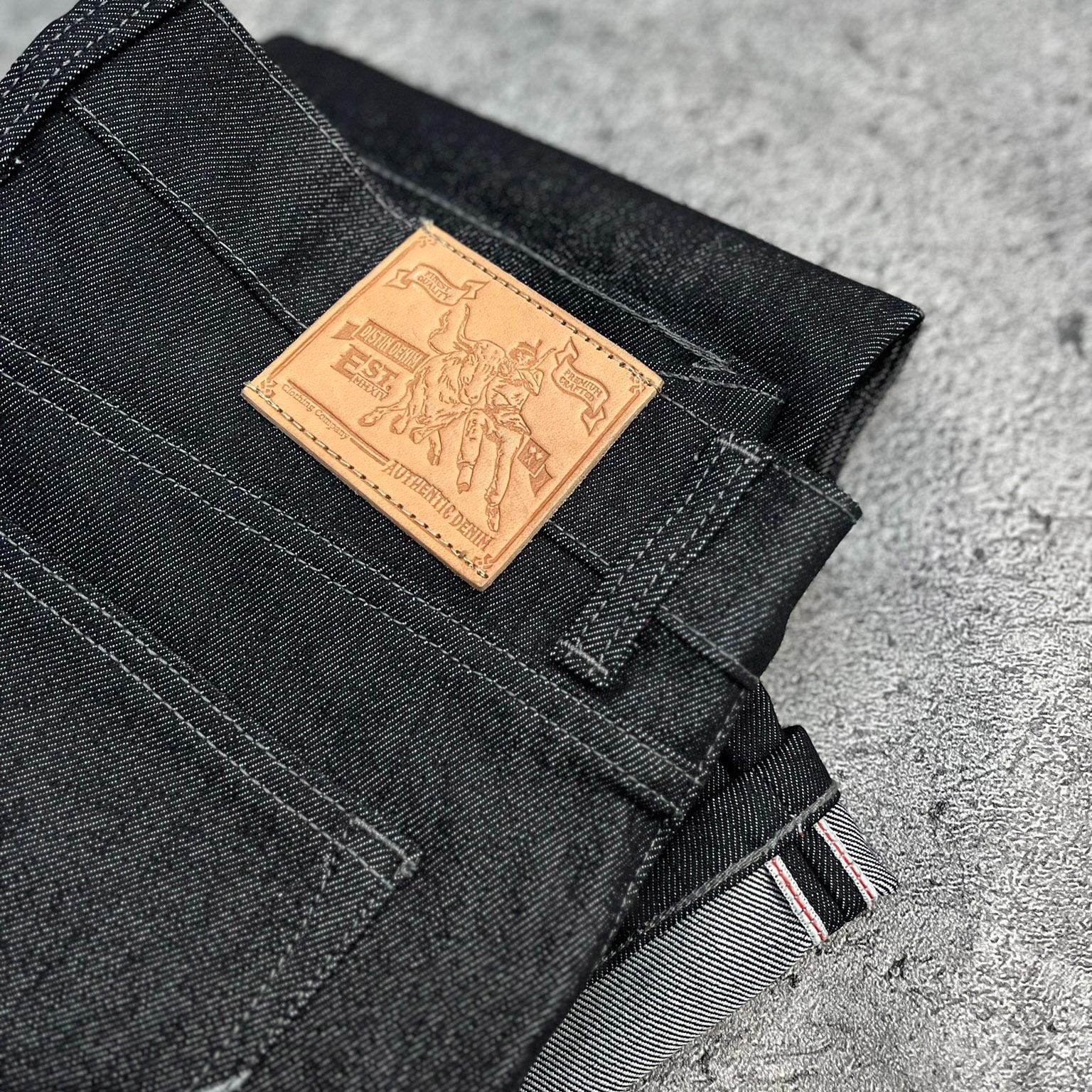 Black Indigo Denim Stretch 13oz Celana Jeans Pria Slim Fit