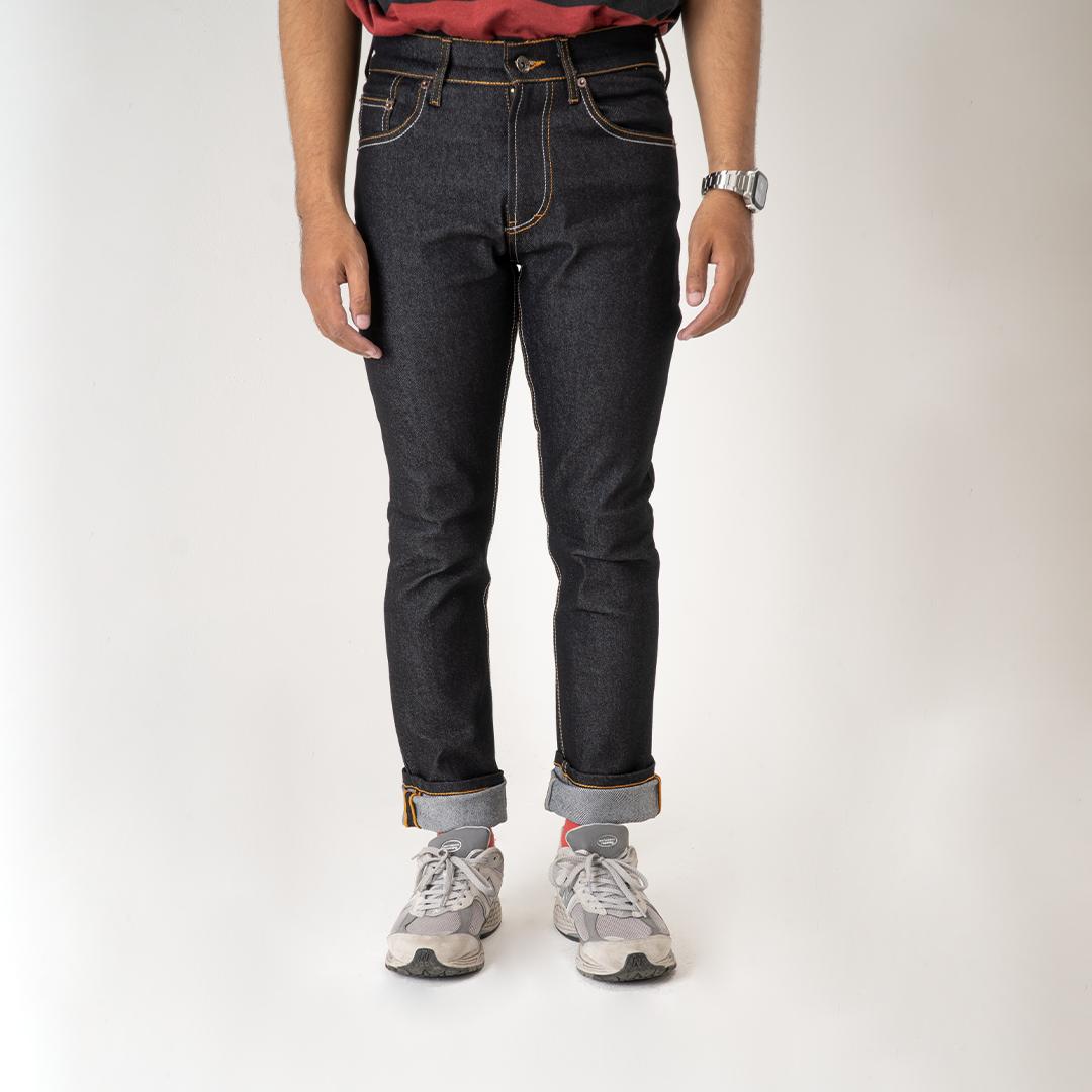 DISTINDENIM BLACK X BROWN DENIM 13OZ Celana Jeans Pria Panjang Hitam Slim Fit Stretch