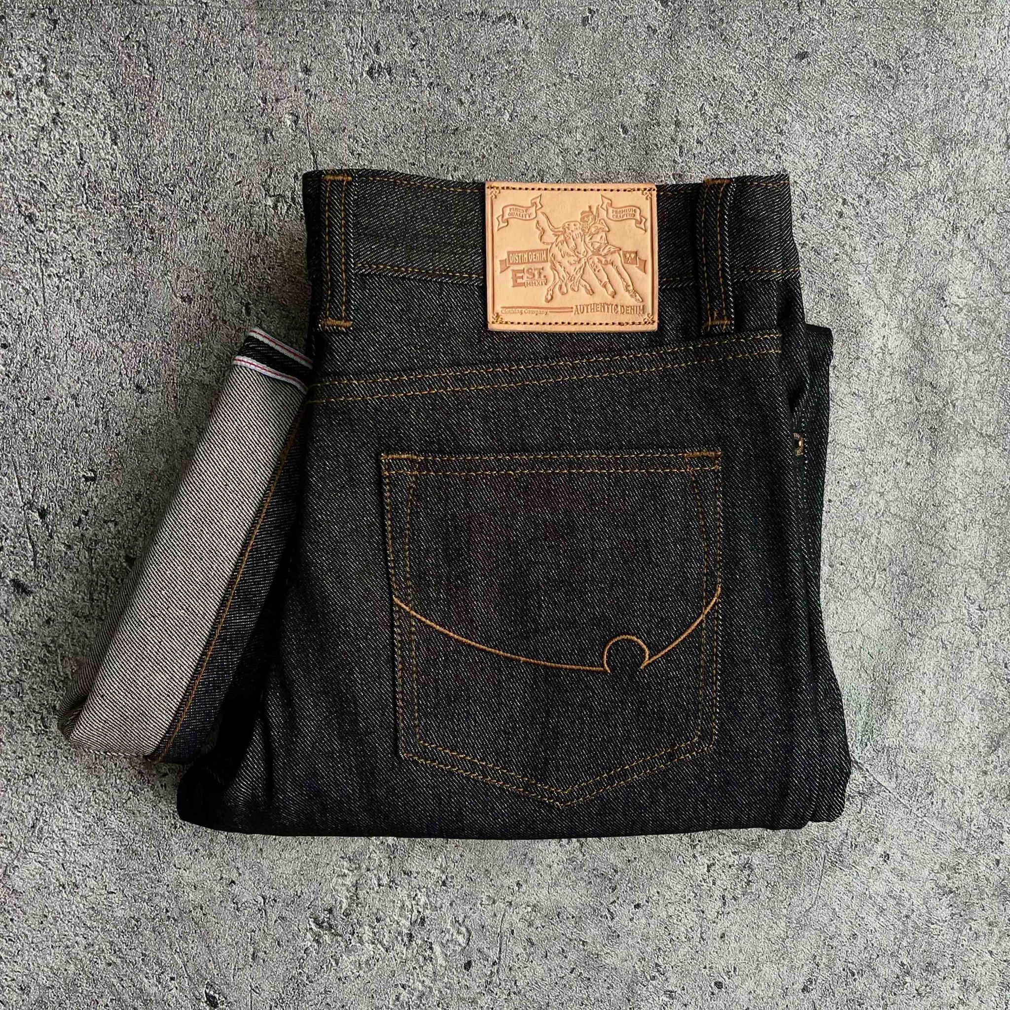 BLACK INDIGO DENIM 14.5 OZ RAW DENIM SANFORIZED SLIM STRAIGHT JEANS PRIA