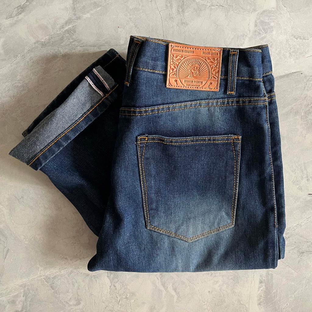 DistinDenim Pre Wash Denim Indigo - Celana Denim Selvedge accent prewash indigo Blue Denim
