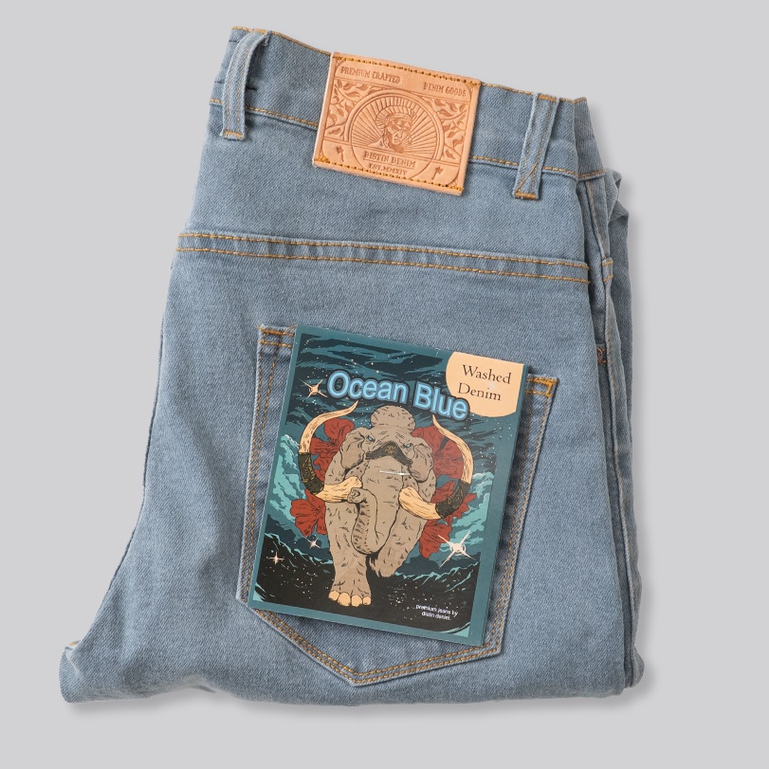 Distin Denim OCEAN Blue Denim 4OZ WASHED | Celana Denim washed blue Ocean