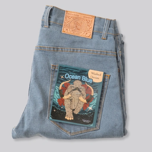 Image of Distin Denim OCEAN Blue Denim 4OZ WASHED | Celana Denim washed blue Ocean