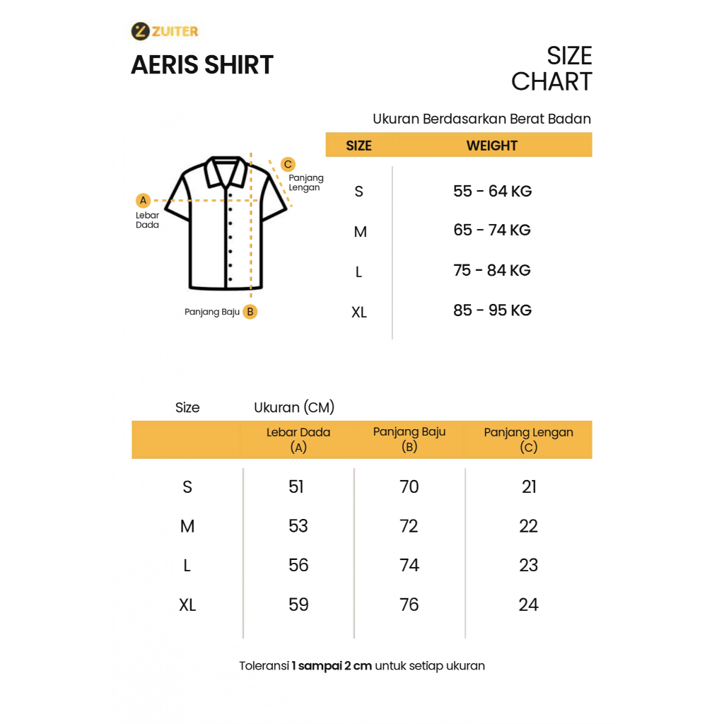 ZUITER - Aeris Shirt | Kemeja Pendek Pria Polos
