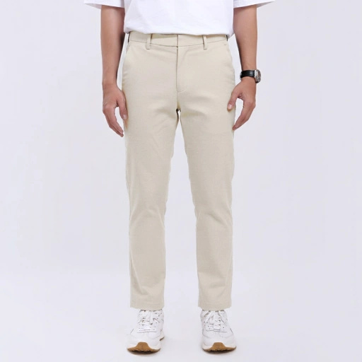 Image of Beige Basic Pants Signature