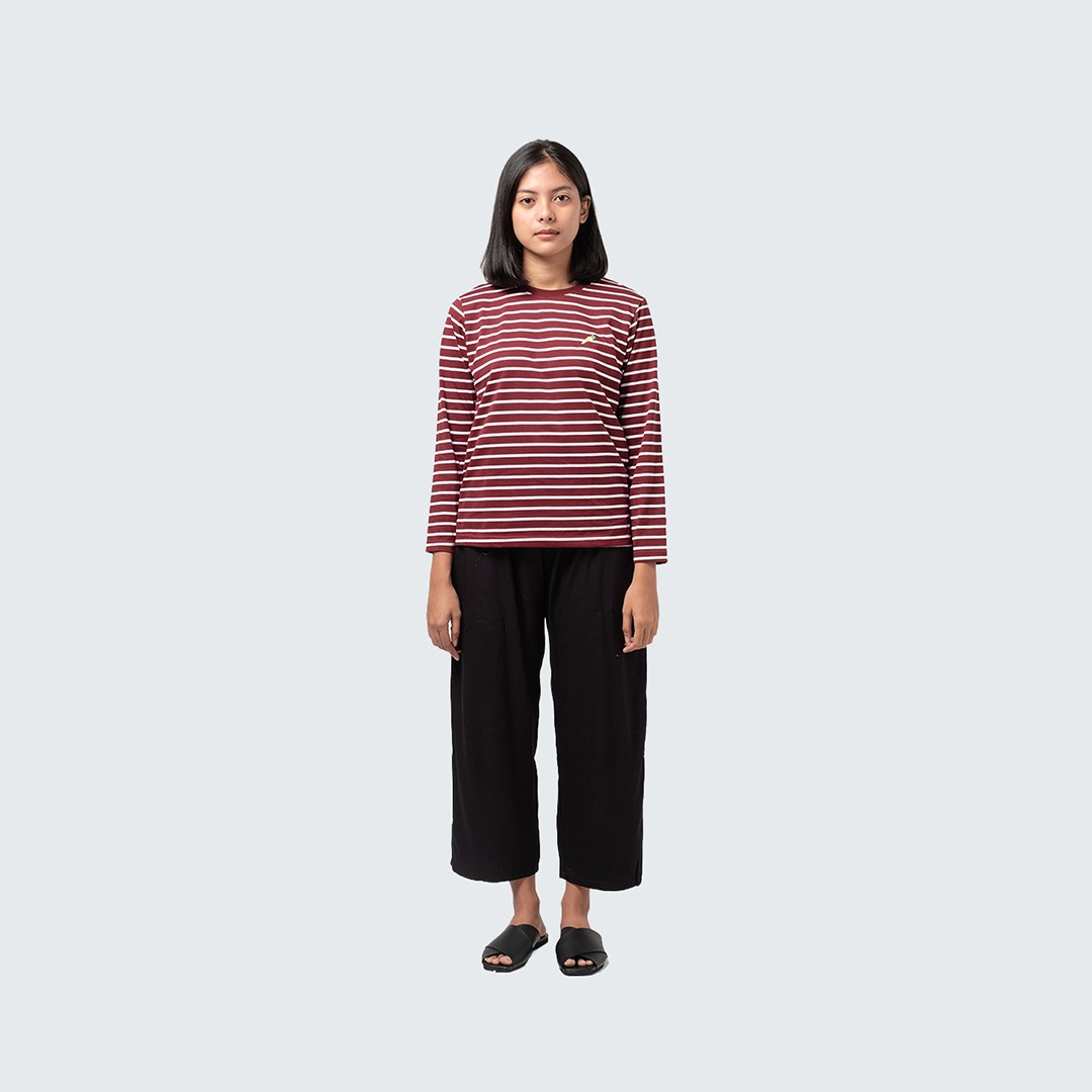 Dama Kara T-Shirt Strippie Carrot Maroon