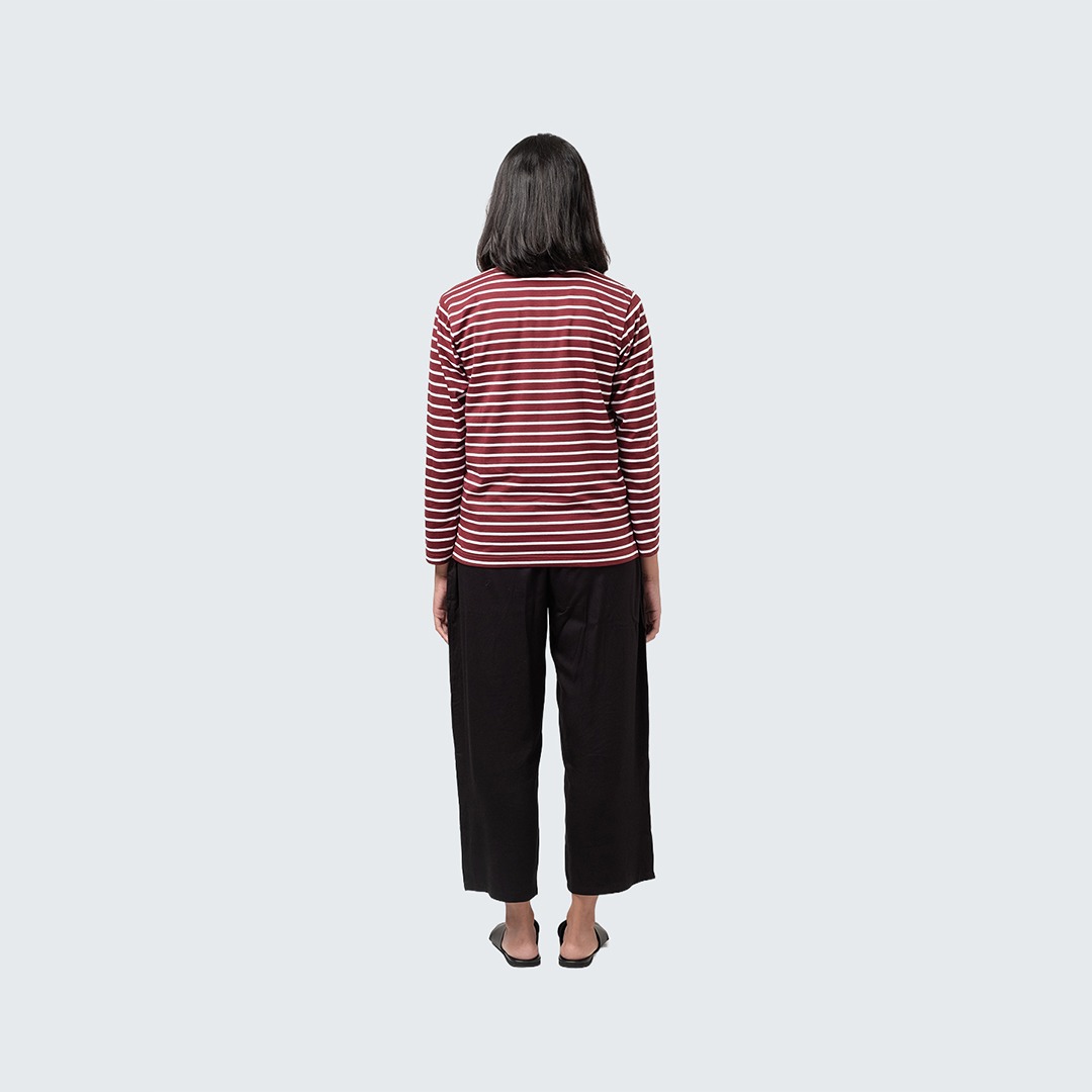 Dama Kara T-Shirt Strippie Carrot Maroon