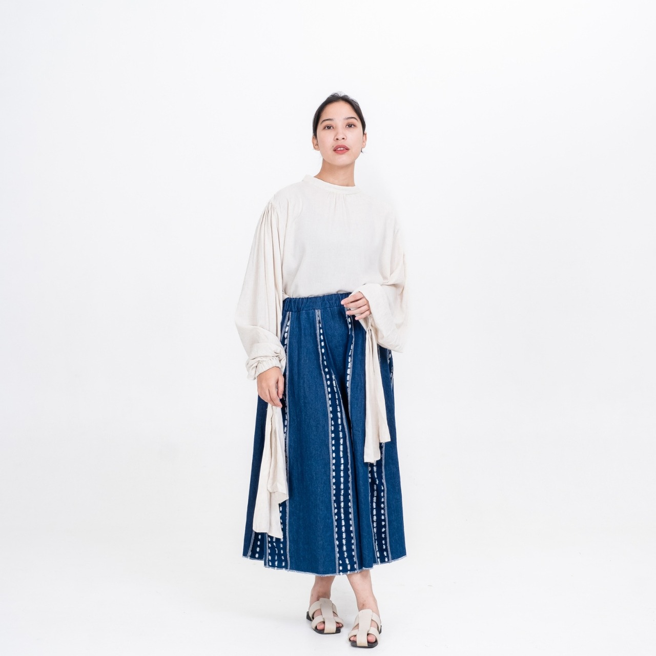 Dama Kara Basic Puffy Eco Linen Blouse
