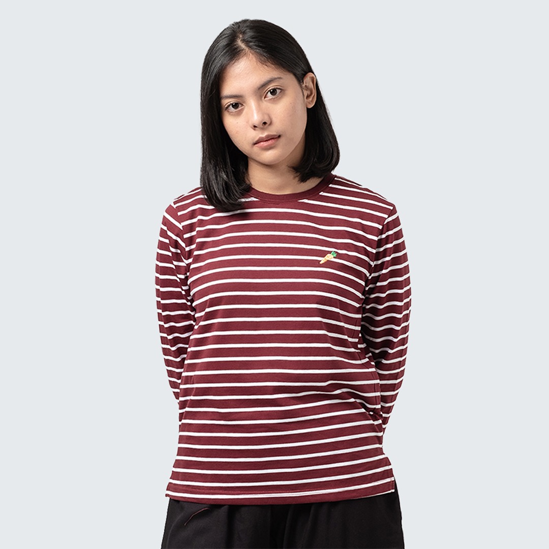 Dama Kara T-Shirt Strippie Carrot Maroon