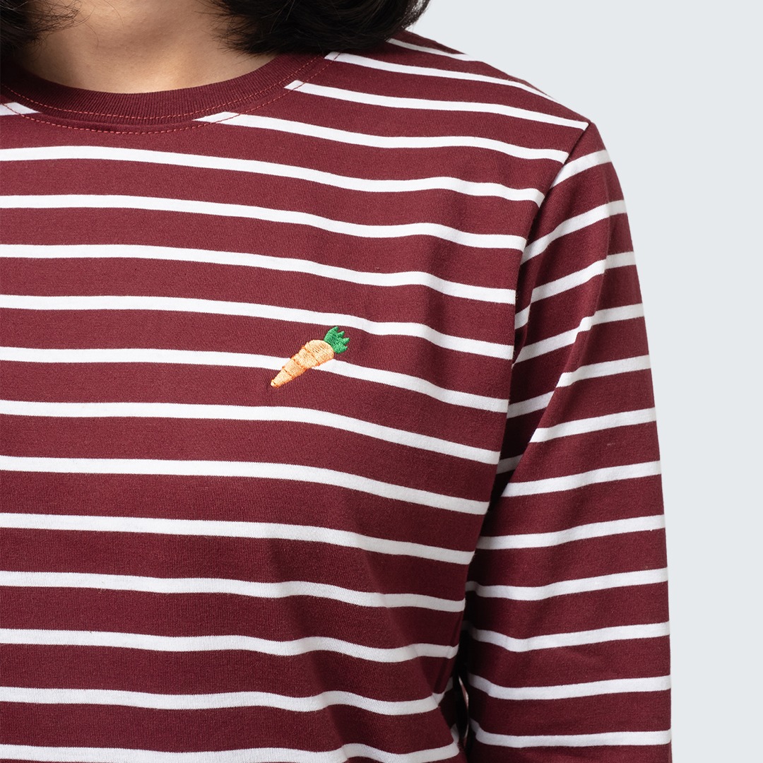 Dama Kara T-Shirt Strippie Carrot Maroon