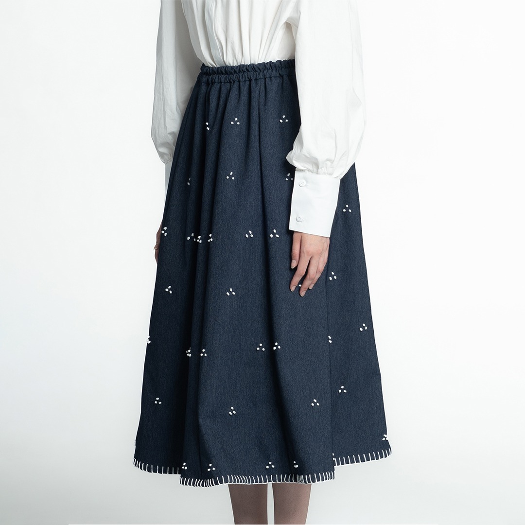 Dama Kara Rintik Sashiko Panel Skirt