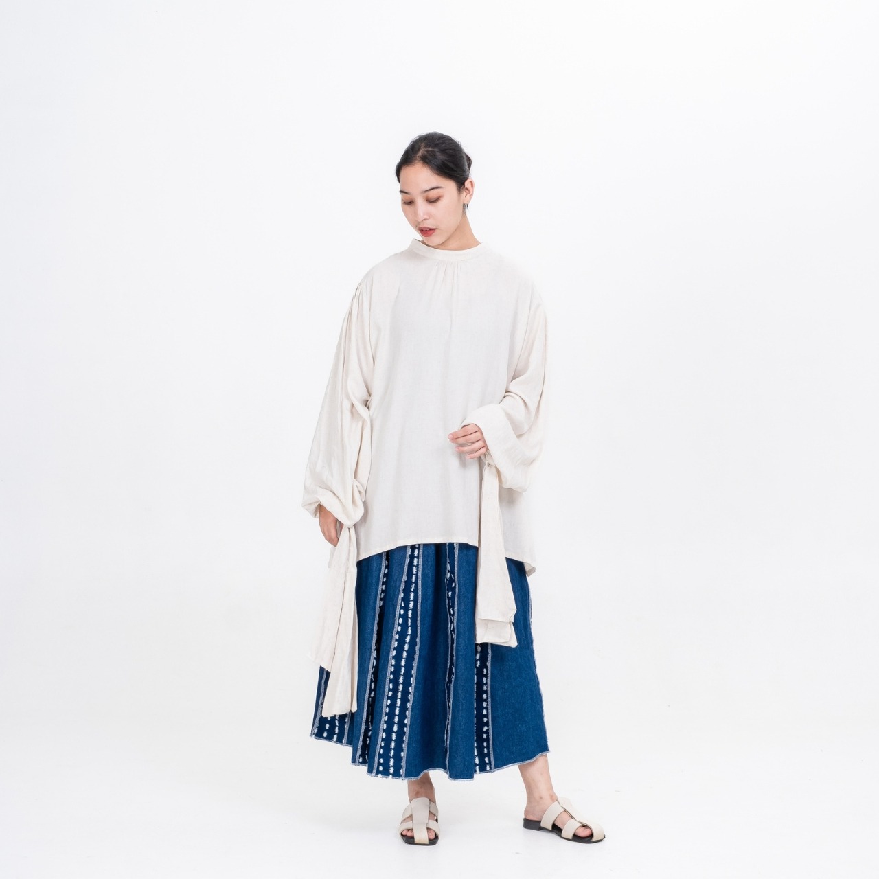Dama Kara Basic Puffy Eco Linen Blouse