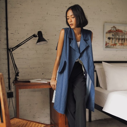 Dama Kara Rona Bian Coat Jeans Sleeveless