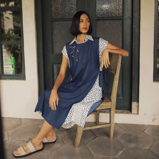 Dama Kara Rona Bian Midi Dress Polka