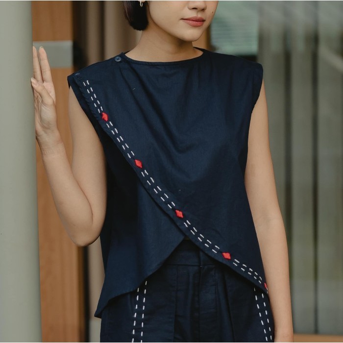 Dama Kara Jalin Top Sleeveless Sashiko