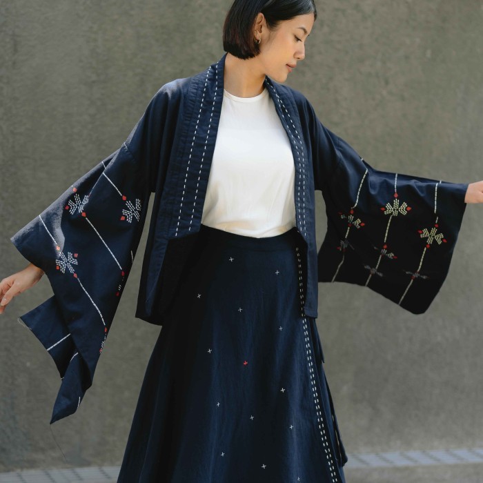 Dama Kara Jalin Kimono Sashiko