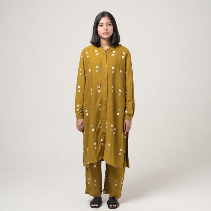 Dama Kara Set - Gayatri Tunik  Olive